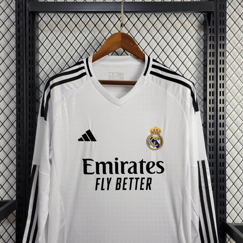 Camisa Real Madrid Home Manga comprida 24/25 - Adidas Torcedor Masculina