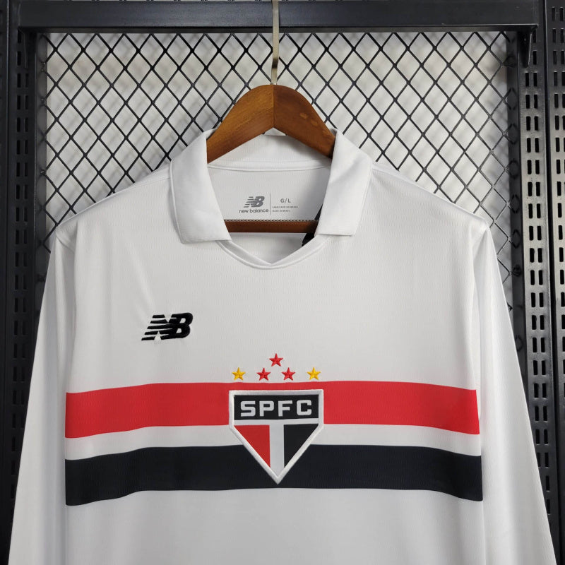 Camisa São Paulo Home 24/25 - New Balance Torcedor Manga Comprida