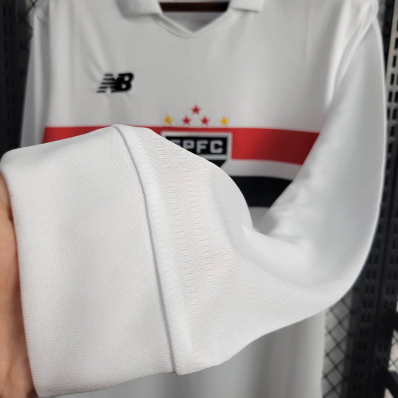 Camisa São Paulo Home 24/25 - New Balance Torcedor Manga Comprida